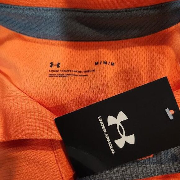 Men's Under Armour UA Tech Polo Orange Shirt - Picture 3 of 3